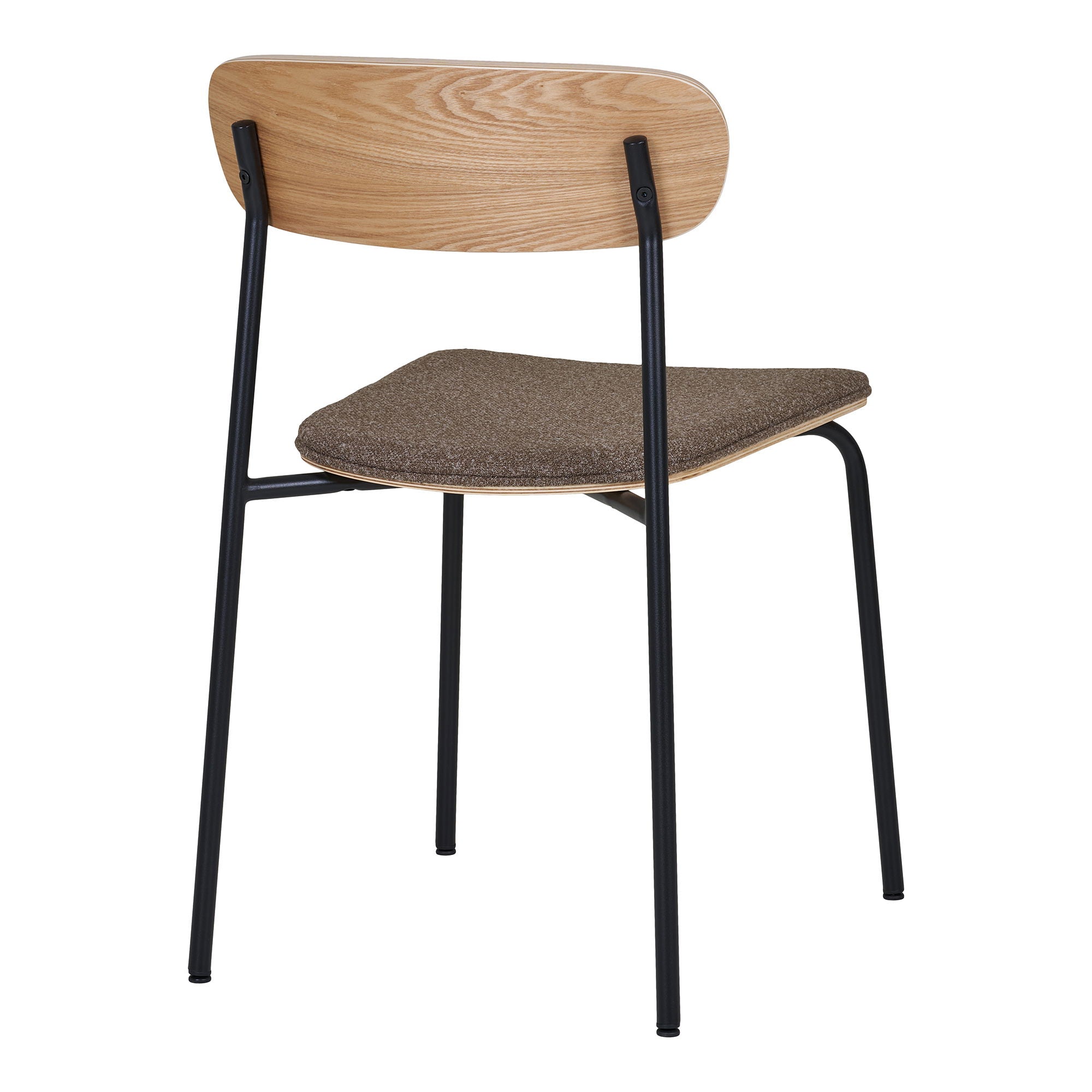 Estepona Esszimmerstuhl 2er Set – Stuhl mit Holzrückenlehne, braunem Sitz und schwarzen Beinen, 47×51×77 cm